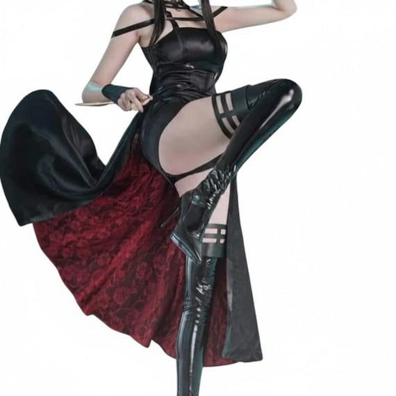 Sexy Fantasy Warrior Costume, Black Gothic Cosplay Outfit for Women, Anime Inspired Costume, Dark Fantasy Femme Fatale Cosplay Costume