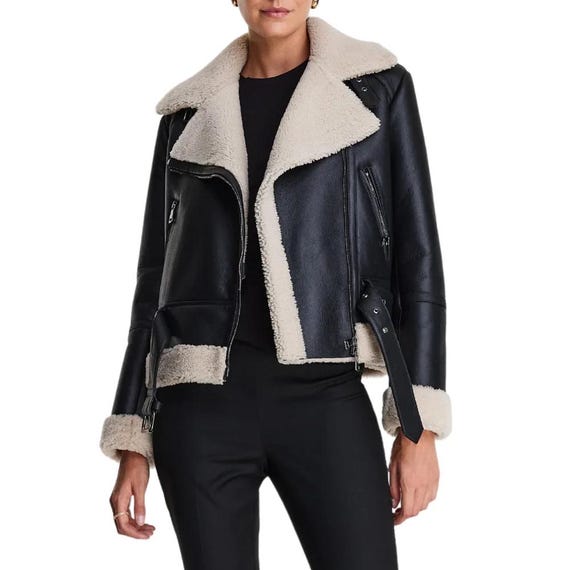 B3 Black Bomber Leather Aviator Jacket Women’s