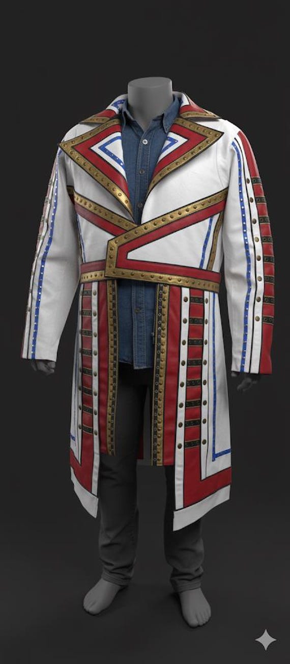 WWE Cody Rhodes's White Military Leather Coat
