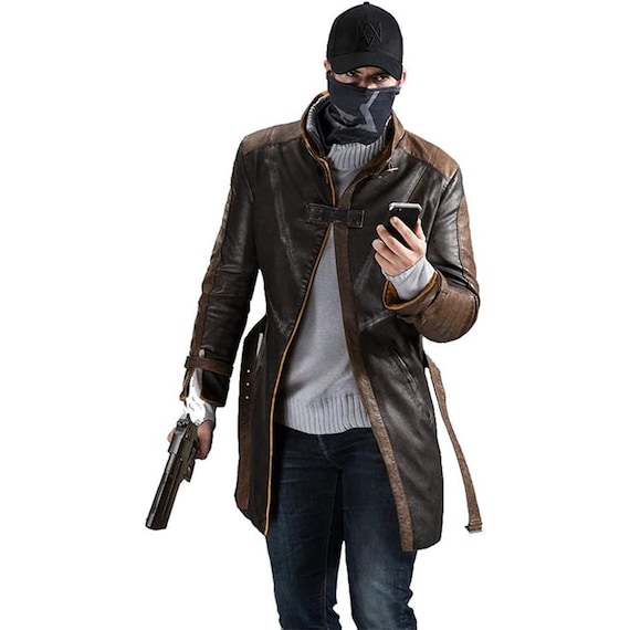 Aiden Pearce Watch Dogs Leather Trench Coat | Hacker Cosplay Outfit