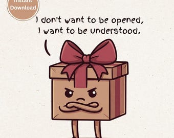 Grumpy Christmas Box PNG | Funny Introvert Holiday Sublimation