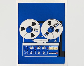 Grabadora de cinta de carrete a carrete con serigrafía (A3) – Impresa a mano, edición limitada
