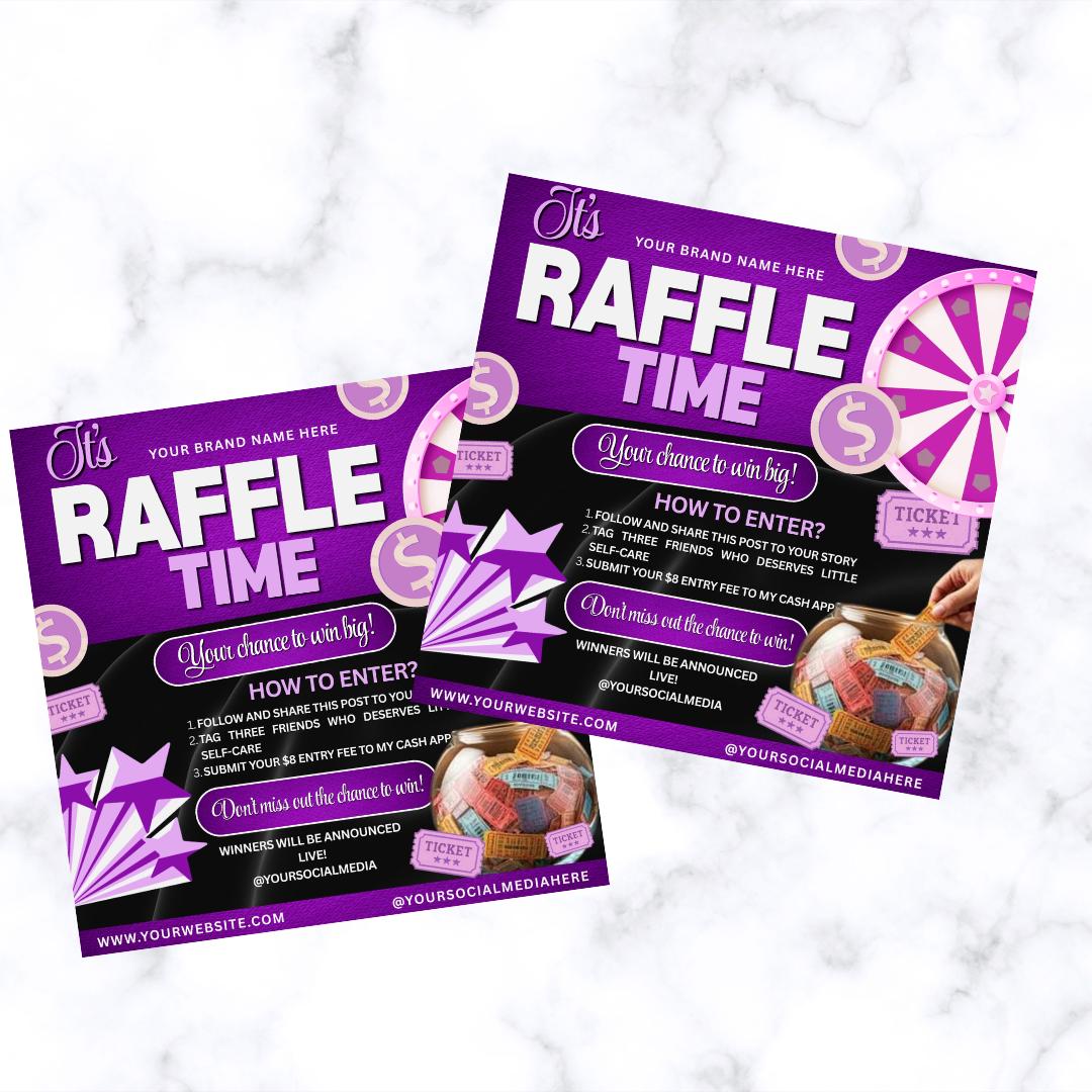 Multiple Raffle Flyer Editable Raffle Flyer Template | Social Media Giveaway Contest Design ...