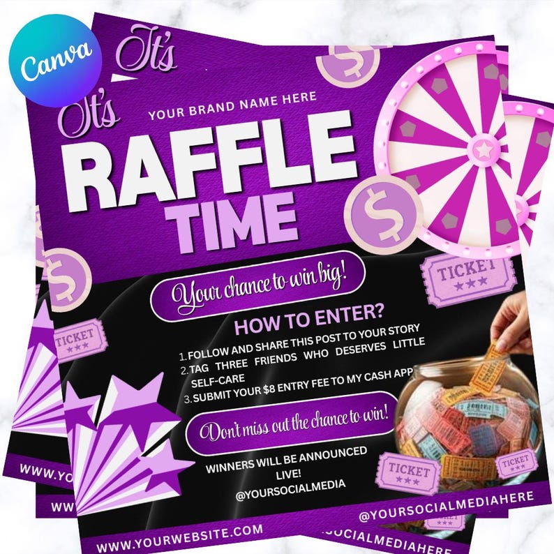Weekly Raffle Promotion Editable Raffle Flyer Template | Social Media Giveaway Contest Design ...