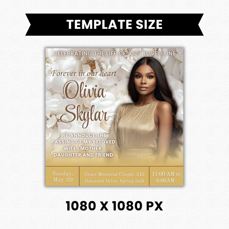 Celebration of Life Template Floral Funeral Flyer, Memorial