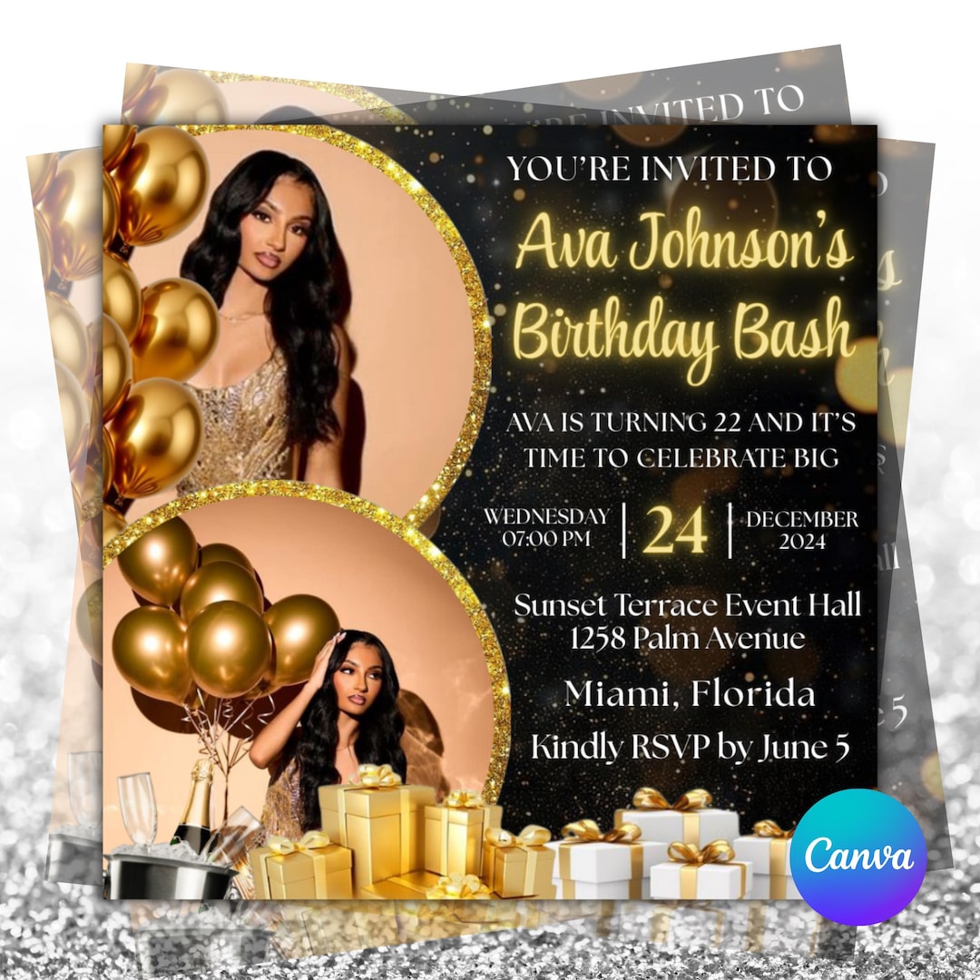 Birthday Party Flyer | Canva Editable Template | Printable Party Flyer ...