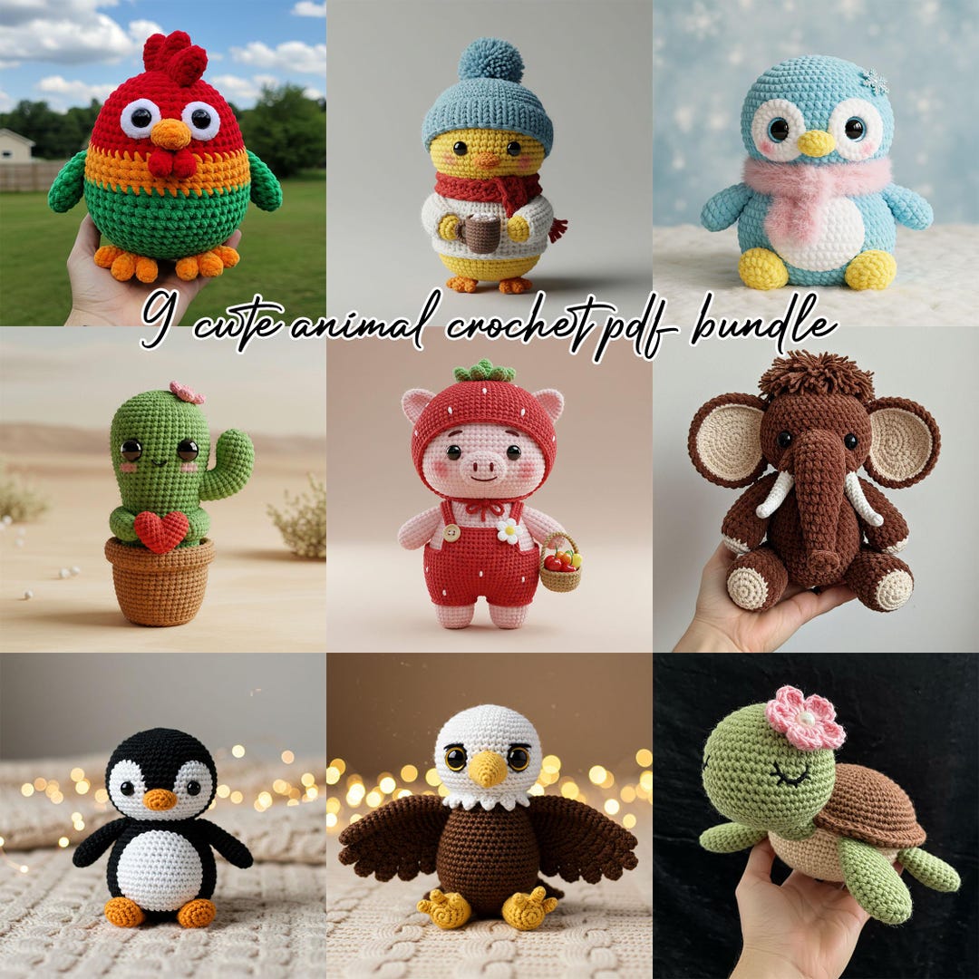 9 Cute Animal Amigurumi Crochet Patterns – PDF Bundle - Etsy