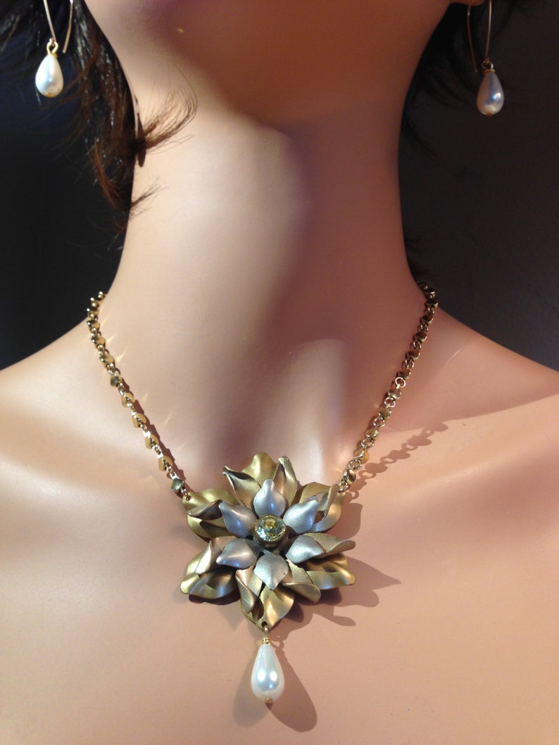 OOAK Baroque Style necklace and earrings set. Etsy