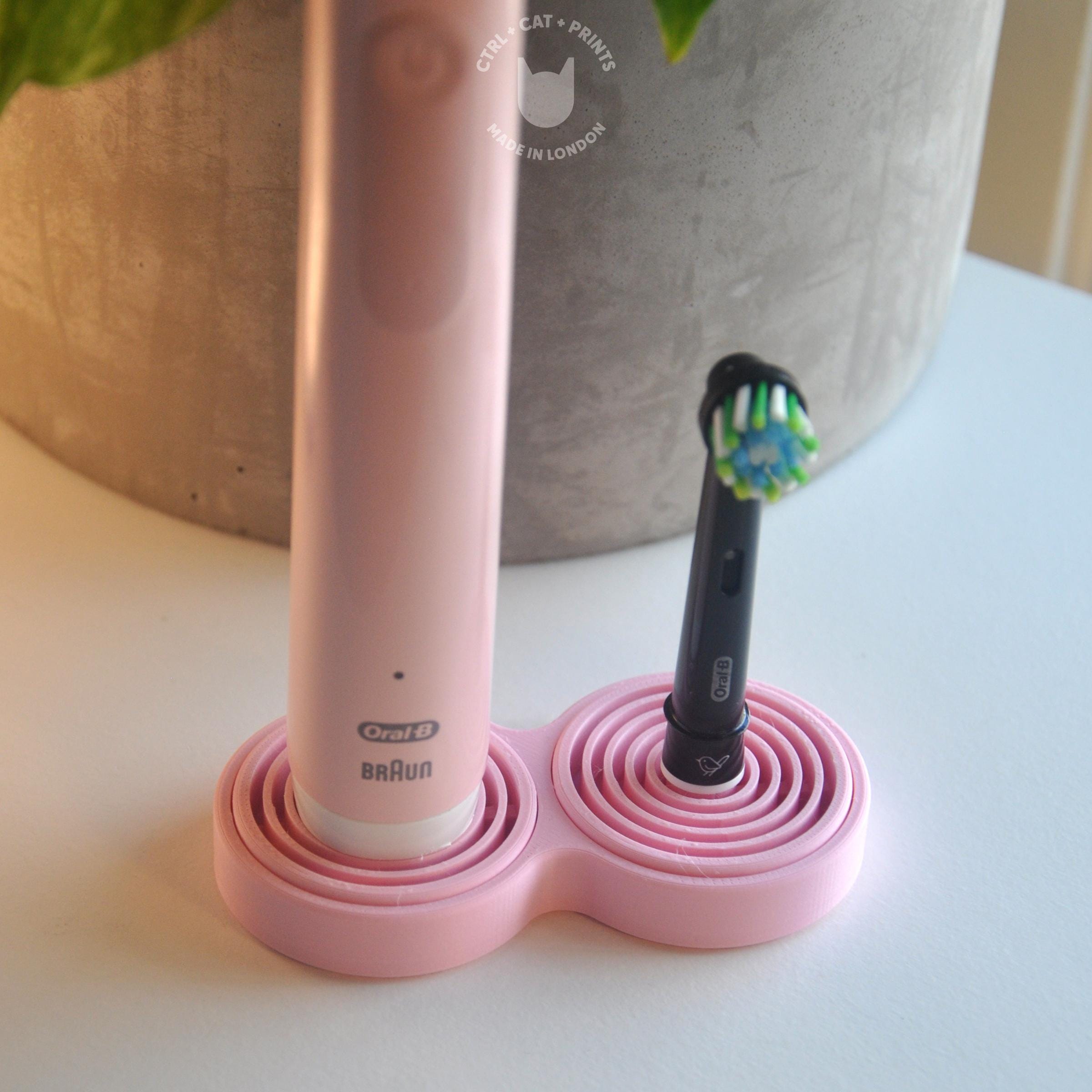 Oral-B Sonicare electric toothbrush holder with drip tray and stand - Baby Pink