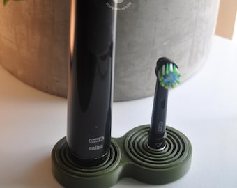 Oral-B electric toothbrush holder with drip tray and stand - Olive Green