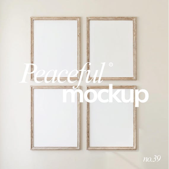 4 Frames Mockup Set: Vintage Frame, Wood Frame, Antique Wall Art Mockup (PSD & JPG)