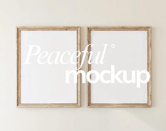 Set of 2 Wood Frames Mockup: Vintage Frame, Simple, Minimalistic (PSD & JPG)