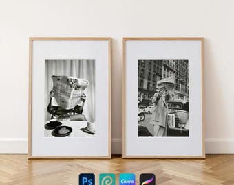 2x3 Ratio 2 Frames Mockup Set: Thin Wooden Frames, Minimal, Premium Quality Mockups (PSD & Canva Template)