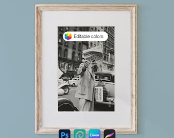Vintage Wood Frame Mockup with 3x4 Ratio For Artwork Display: Poster Frame Mock Up, Photo Frame Mock-up (PSD & Canva Template)