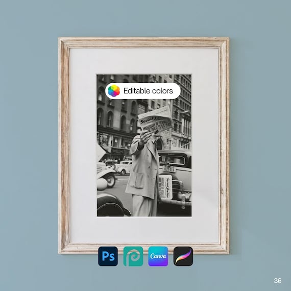 Vintage Wood Frame Mockup with 3x4 Ratio For Artwork Display: Poster Frame Mock Up, Photo Frame Mock-up (PSD & Canva Template)