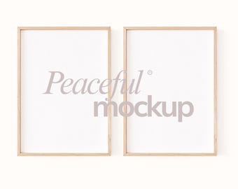 Thin Wood Frame Mockup Set Of 2 Frames: Din A Ratio, High Quality, Minimal Poster Mockup Set (PSD & JPG)