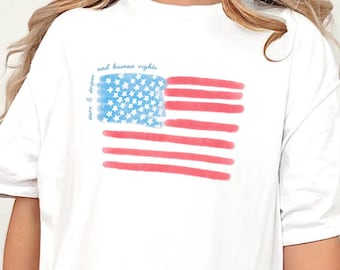 Stars Stripes & Equal Rights Shirt - American Flag Tshirt Patriotic Shirts Political Human Rights Feminist Gift Unisex Tshirt Plus-Size