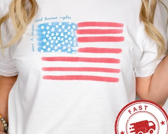 Stars Stripes & Equal Rights Shirt - American Flag Tshirt Patriotic Shirts Human Rights Express Delivery Gift Unisex Plus-Size FAST SHIPPING