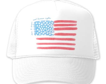 Stars Stripes & Equal Rights Hat -  American Flag Patriotic Hats Social Justice Political Activist Protest Truckers 4th of July Gift