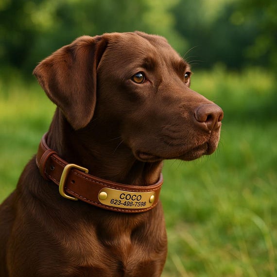 Custom Leather Dog or Cat ID Tag for Collar, Small, Medium or