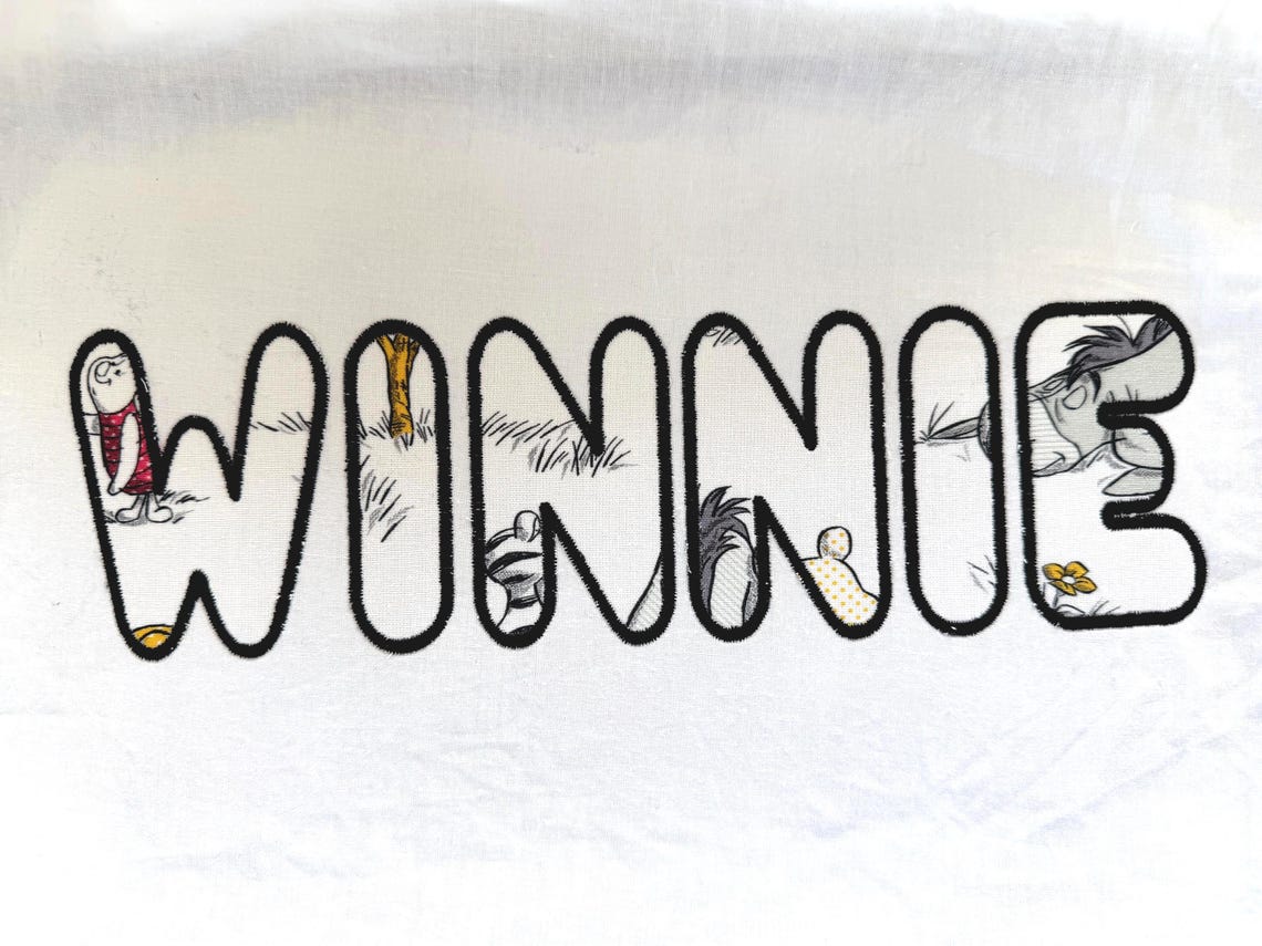 Bubble Letter Appliqué Embroidery Design - Satin Stitch Font ...