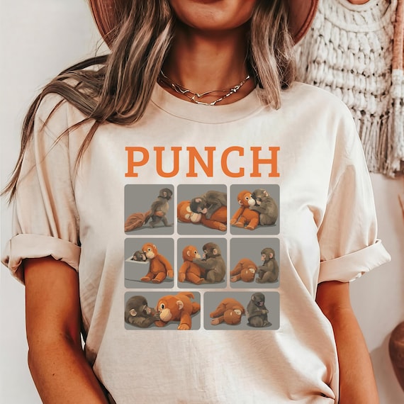 Punch Monkey Shirt, Funny Cartoon Jungle Meme Illustration Tee Gift For Sarcastic Animal Lovers