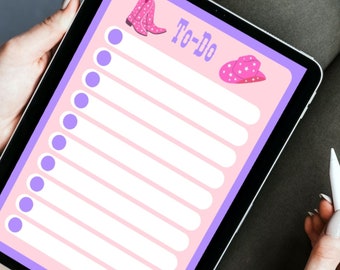 To Do Liste Cowgirl Western Girly Spaß Niedlich Checkliste Printable PDF Planner