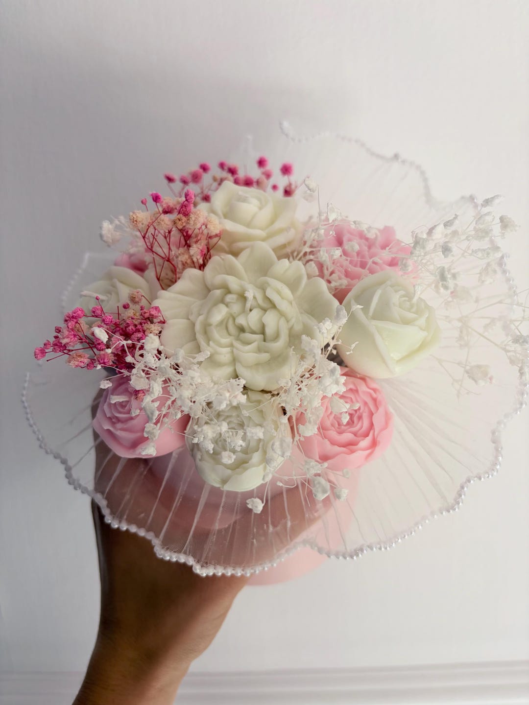 Soy Wax Flower Bouquet Candle – Handmade Birthday Gift for Her, Floral ...