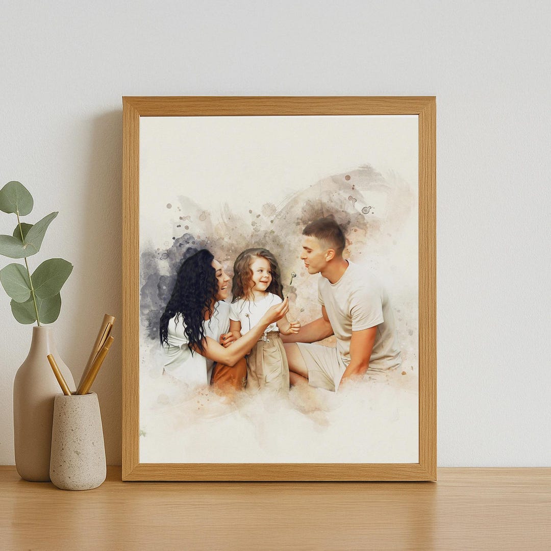 Personalized Christmas Family Portrait From Photo, Custom Family ...
