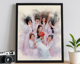 Benutzerdefinierte Aquarell Paar Porträt | Personalisiertes Geschenk zum Hochzeitstag