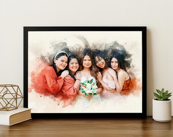 Custom Watercolor Painting, Hand drawing Watercolor Custom Portrait, Custom Family Gift, Gift for partner , Personalised Gift| personalized