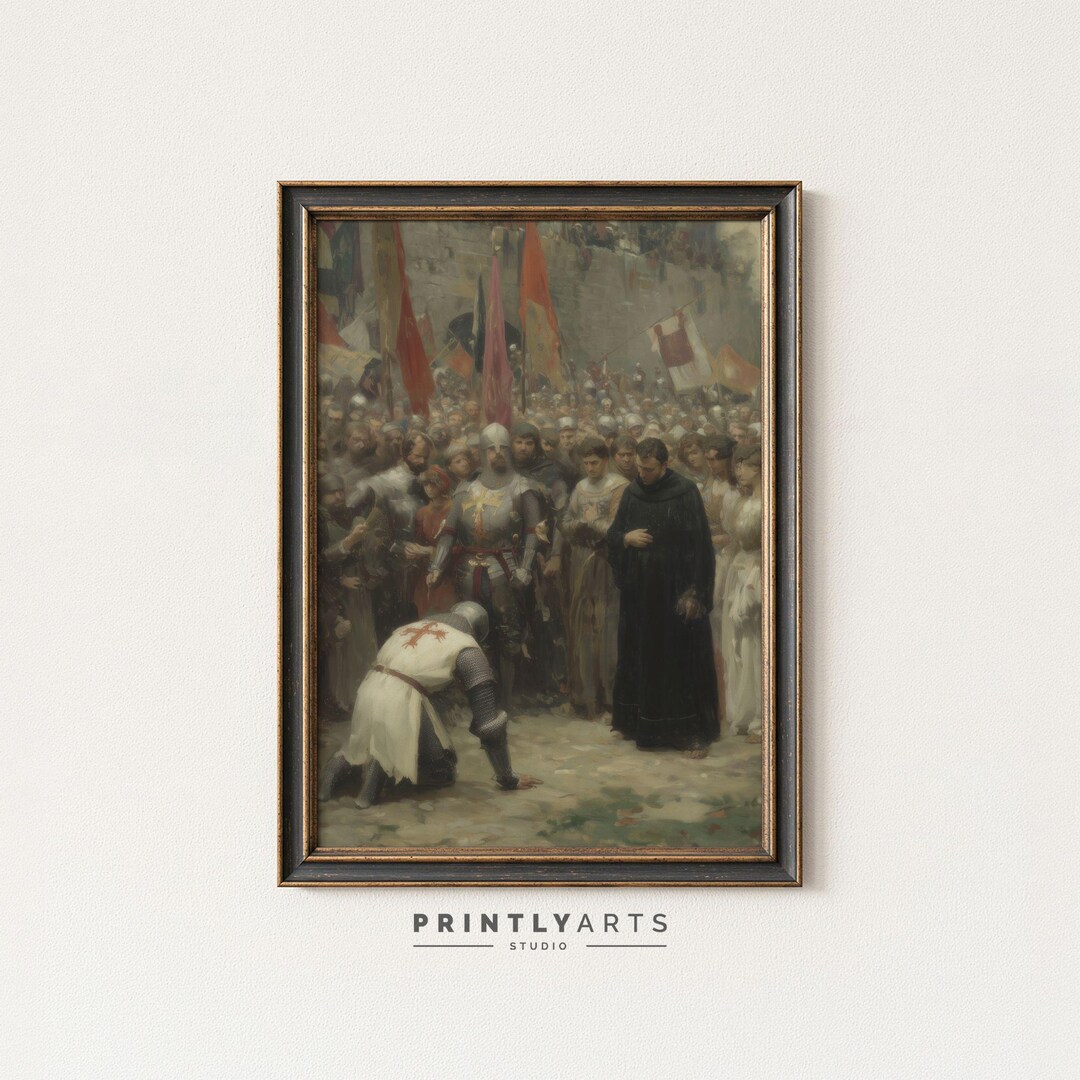 Medieval Knight Painting Print | Dark Academia Moody Historical Art ...