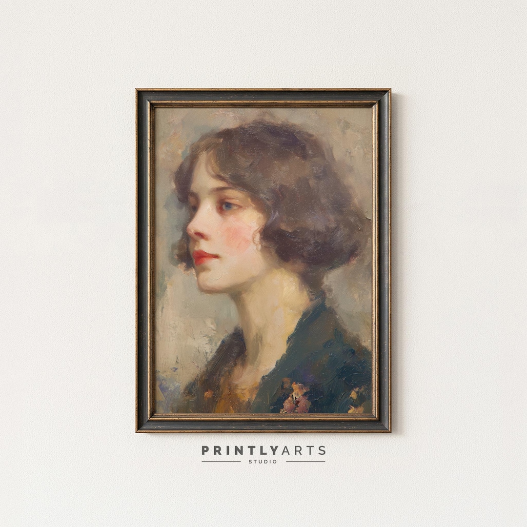 Vintage Woman Portrait Printable Wall Art | Antique Oil Painting Print ...