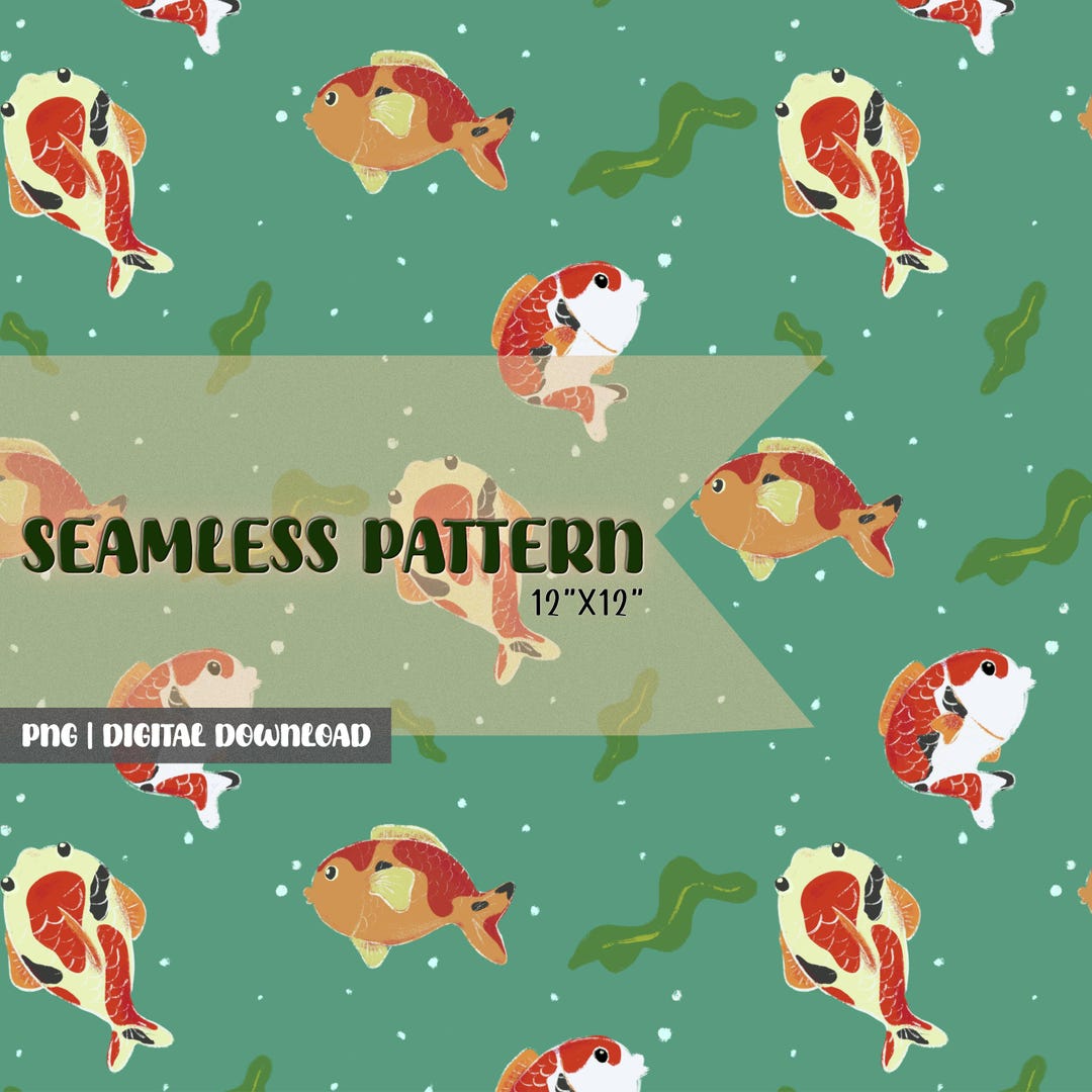 Three Fishes Seamless Pattern Digital Download, Water Creatures Fabric ...