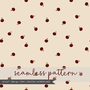 Mini Apple Seamless Pattern, Fruit Digital Paper, Vintage retro Apple design, Repeat Background