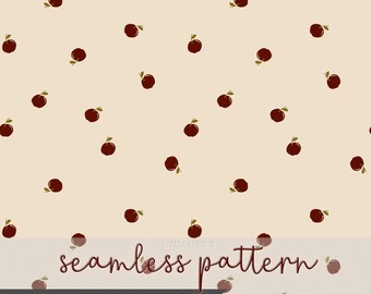 Mini Apple Seamless Pattern, Fruit Digital Paper, Vintage retro Apple design, Repeat Background