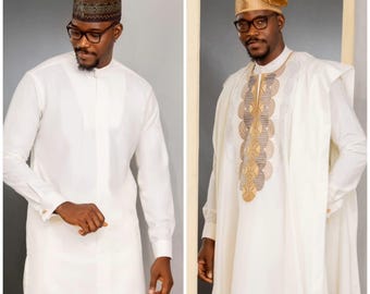 mężczyźni agbada, afrykańska odzież męska, dashiki. koszula agbada i pasujące spodnie