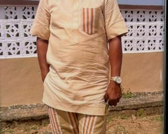 Ensemble caftan brodé pour hommes : vêtements de marié pour mariage africain