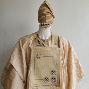 men agbada, African men clothing, dashiki. agbada shirt and matching Pants with hat