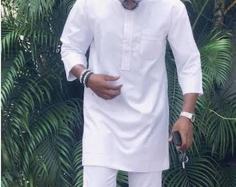 hommes 2 pièces, chemise et pantalon, vêtements africains pour hommes, dashiki, vêtements de mariés. Chemise de mariage et pantalon assorti