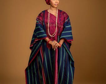 Robe Aso oke Mazi pour femme, robe culturelle pour femme africaine.
