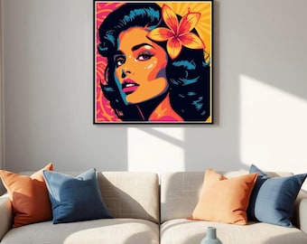 Lámina de arte pop "Glam Woman" / Póster mate de estilo vintage