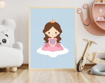 Arte de pared de princesa rosa / Decoración de habitaciones infantiles y de niñas