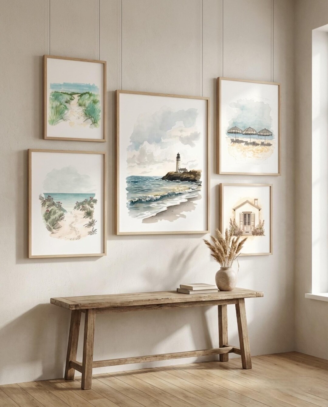 Coastal Gallery Wall Art Set | Lighthouse, Ocean, Beach Prints (digital ...