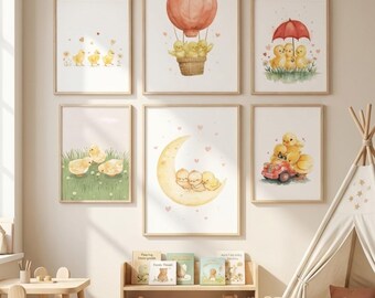 Láminas de pollitos para habitación infantil / Decoración de animales de granja (descarga digital)