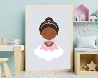 Arte de pared de princesas / Linda decoración de guardería para niñas