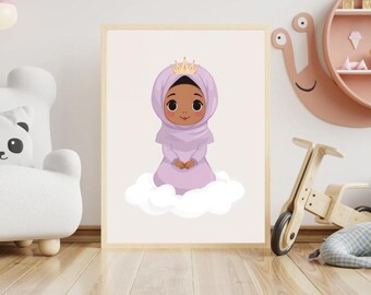 Arte de pared para guardería de princesas / Decoración inclusiva para niñas
