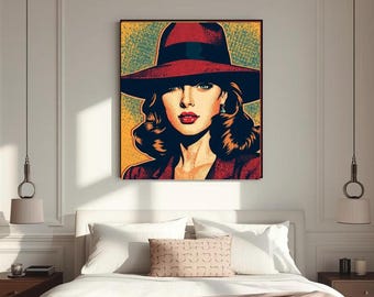 Arte de pared de moda retro / Retrato de mujer vintage / Póster mate premium