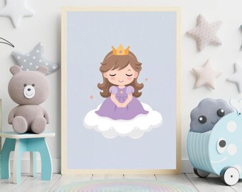 Arte de pared de princesa lavanda / Decoración de habitación infantil para niñas