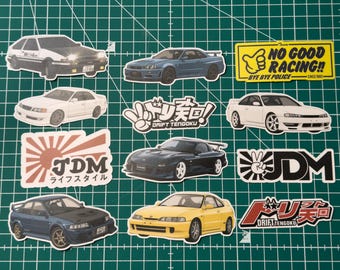 JDM Car Sticker Pack – Drift Japanese Cars Vinyl Stickers, Tuner & Street Racing Decals